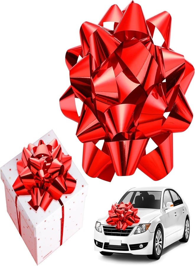 Knitgrip 16 Inch Big Red Bow Giant Valentine Gift Large Car Bow Pre-Assembled for Present Wrapping Holiday Decoration Huge Car Metallic Decoration for Bike House Tree Basket Door Party Birthday - Image 1